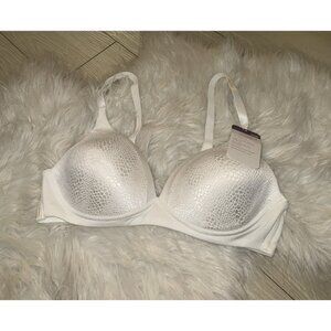 Warners W4013 Blissful Benefits Back Smoothing Bra WF Lace Womens 36B White New